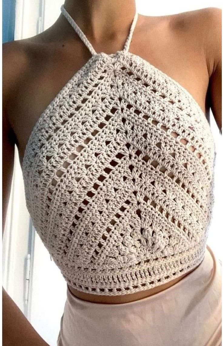 Top em Crochê Viscose – Algodão Natural